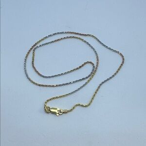 18” Tri-Colored Diamond Cut Rope Chain .925 Sterling Silver